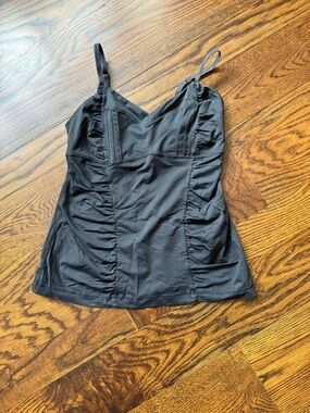 Black Ruched V-Neck Cami Top - Women